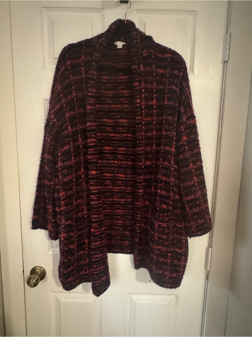Cozy Open-Front Women's Marled Cardigan Sweater - Black, Red, & Pink